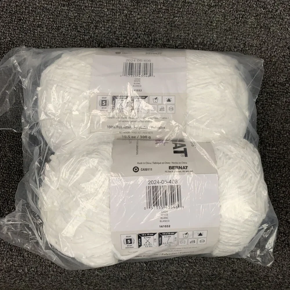 Lot Of 2 Bernat Velvet Big Ball Yarn White 10.5oz 315yds Each New